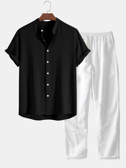Image of Holden | Men's Grandad Collar Button-Down Shirt