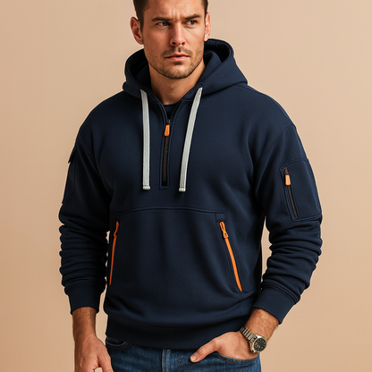 Hooded mens hoodie for men in a modern comfortable fit, ideal for casual, sporty, and everyday wear in autumn and winter.