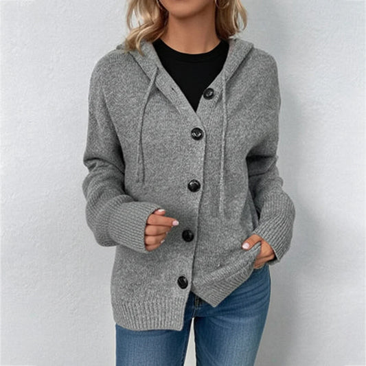 Women's Hooded Knit Cardigan Sweater - Fashinoza