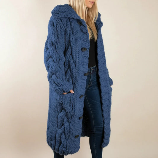 Women's Long Hooded Winter Cardigan - Fashinoza