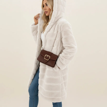 Women's Longline Hooded Teddy Coat
