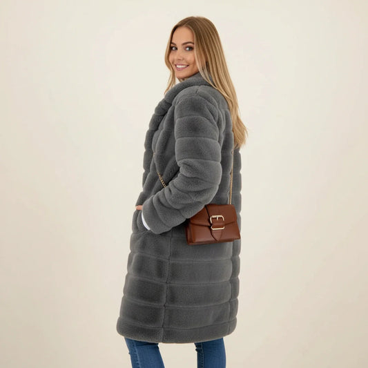 Women's Longline Hooded Teddy Coat - Fashinoza