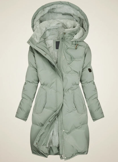Women's Longline Puffer Jacket Hooded - Fashinoza