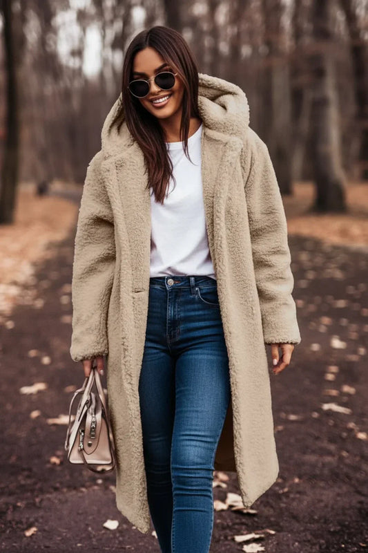 Women's Hooded Teddy Coat - Fashinoza