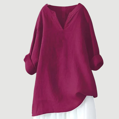 Women's Casual Blouse Rolled Up Sleeves