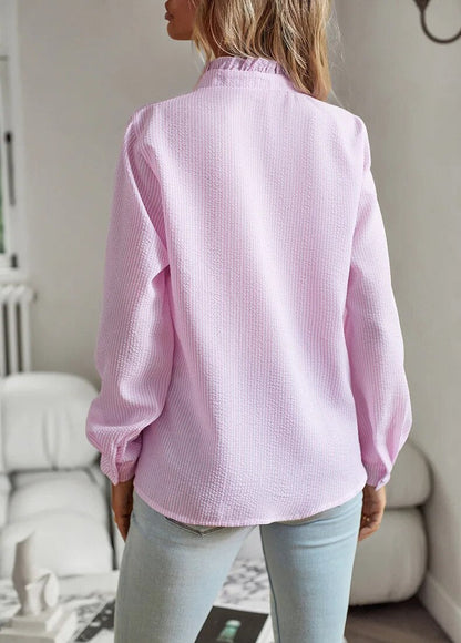 Women's Button Front Ruffle Blouse