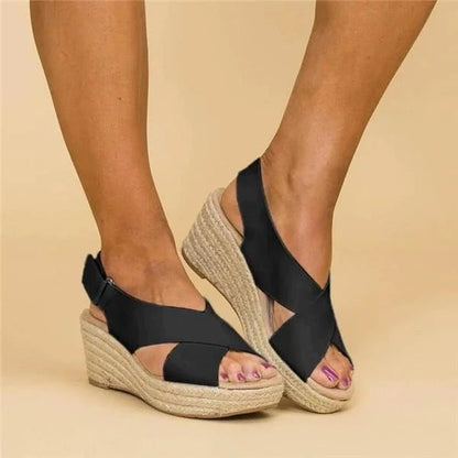 Women's Espadrille Wedge Sandals Cross Straps