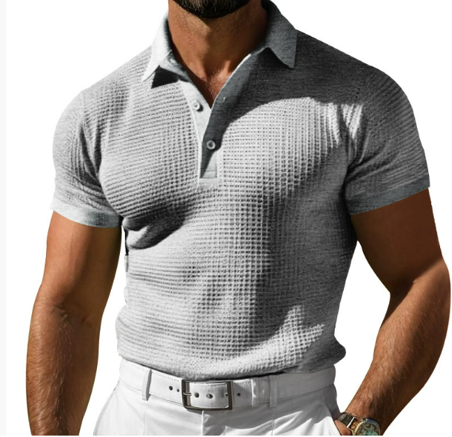 Men's Knit Polo Shirt Vintage Style - 
Fashinoza
