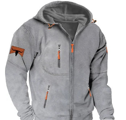 Men's Full-Zip Hoodie Casual Cotton Black - Fashinoza