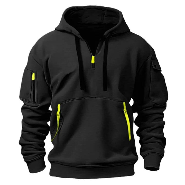 Men's Half-Zip Hoodie Adjustable Zipper Casual Pullover - Fashinoza