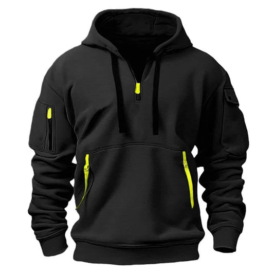Men's Half-Zip Hoodie Adjustable Zipper Casual Pullover - Fashinoza