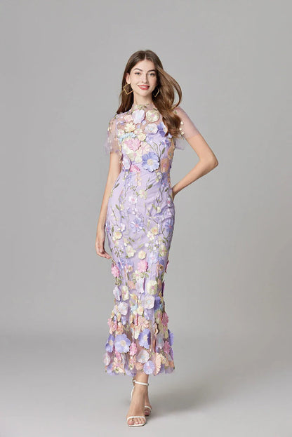 Aurelia Women's Mesh Sleeveless Maxi Dress Floral Sheer Black