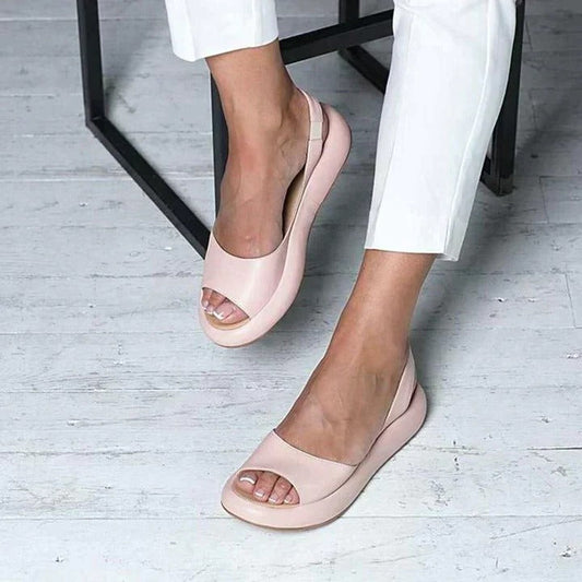 Luna Women's Flat Sandals Peep Toe Slingback - Fashinoza