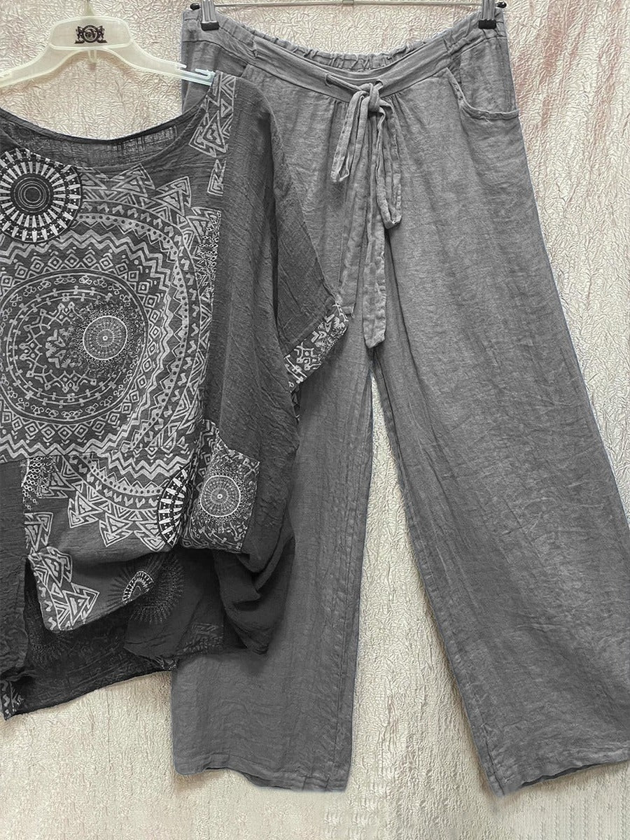 Women's Mandala Print And Pants Set