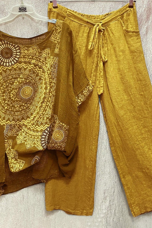 Women's Mandala Print And Pants Set - Fashinoza