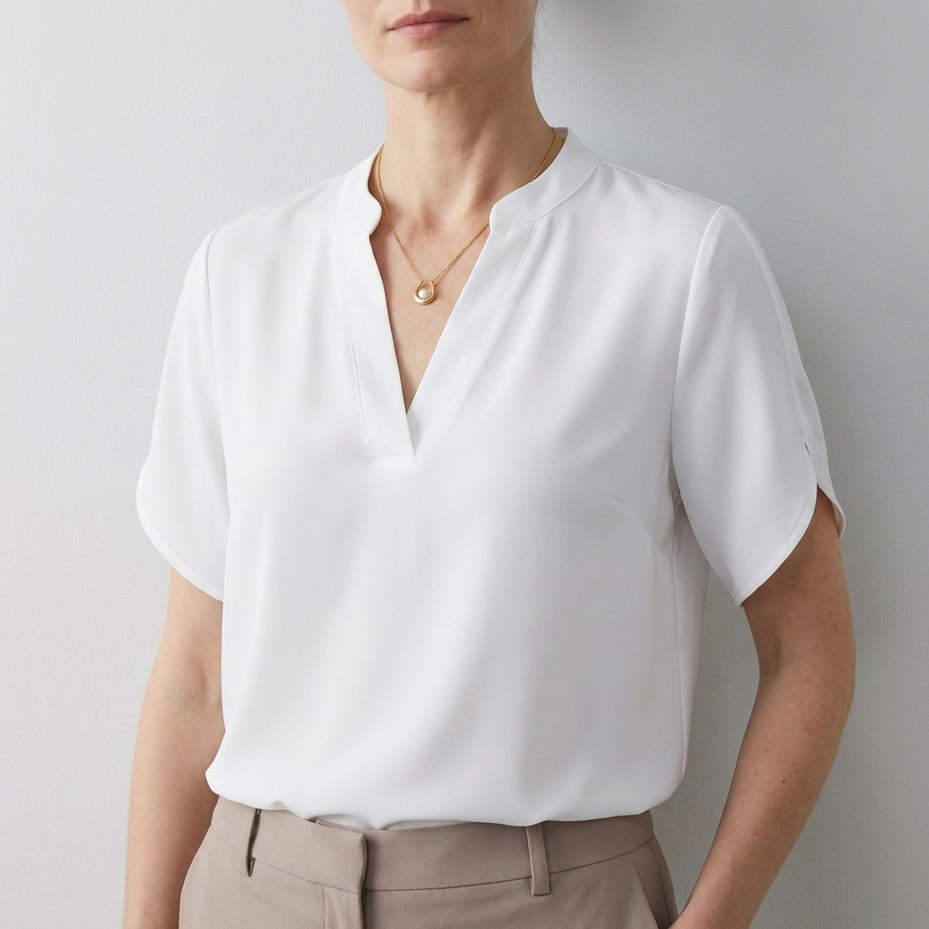Dionne Women's Relaxed Fit V-Neck Blouse Split Sleeves - 
Fashinoza
