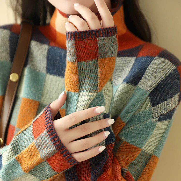 Ashley | Women’s Winter Plaid Long Sleeve Sweater