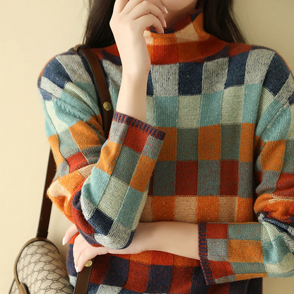 Ashley | Women’s Winter Plaid Long Sleeve Sweater