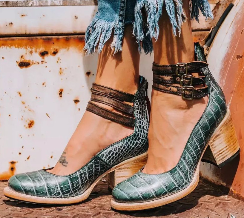 Women's Block Heels Buckle Strap