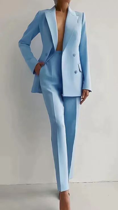 Women's Double Breasted Blazer Suit Set