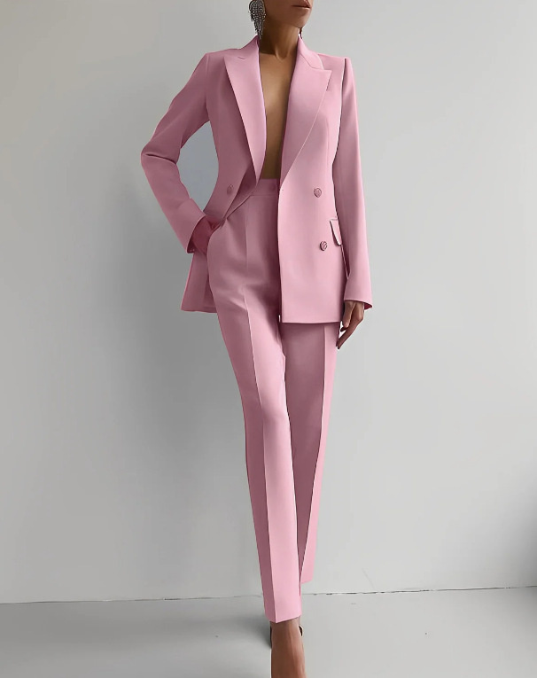 Women's Double Breasted Blazer Suit Set
