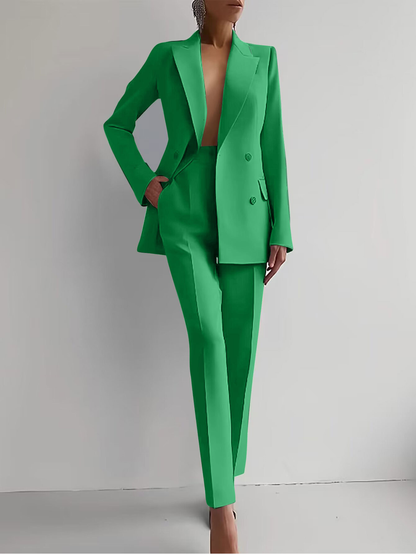 Women's Double Breasted Blazer Suit Set