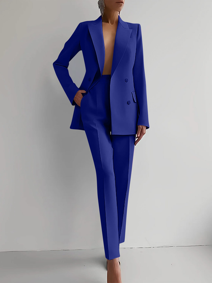 Women's Double Breasted Blazer Suit Set