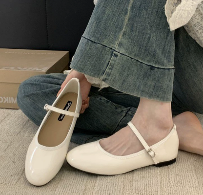 Vivienne Women's Patent Leather Mary Jane Shoes Low Block Heel