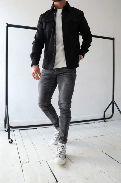 Edward | Men Spring Button Front Shirt Jacket