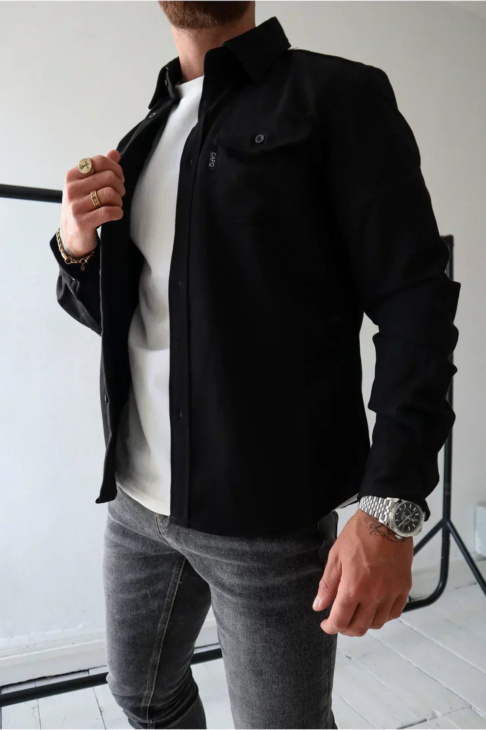 Edward | Men Spring Button Front Shirt Jacket