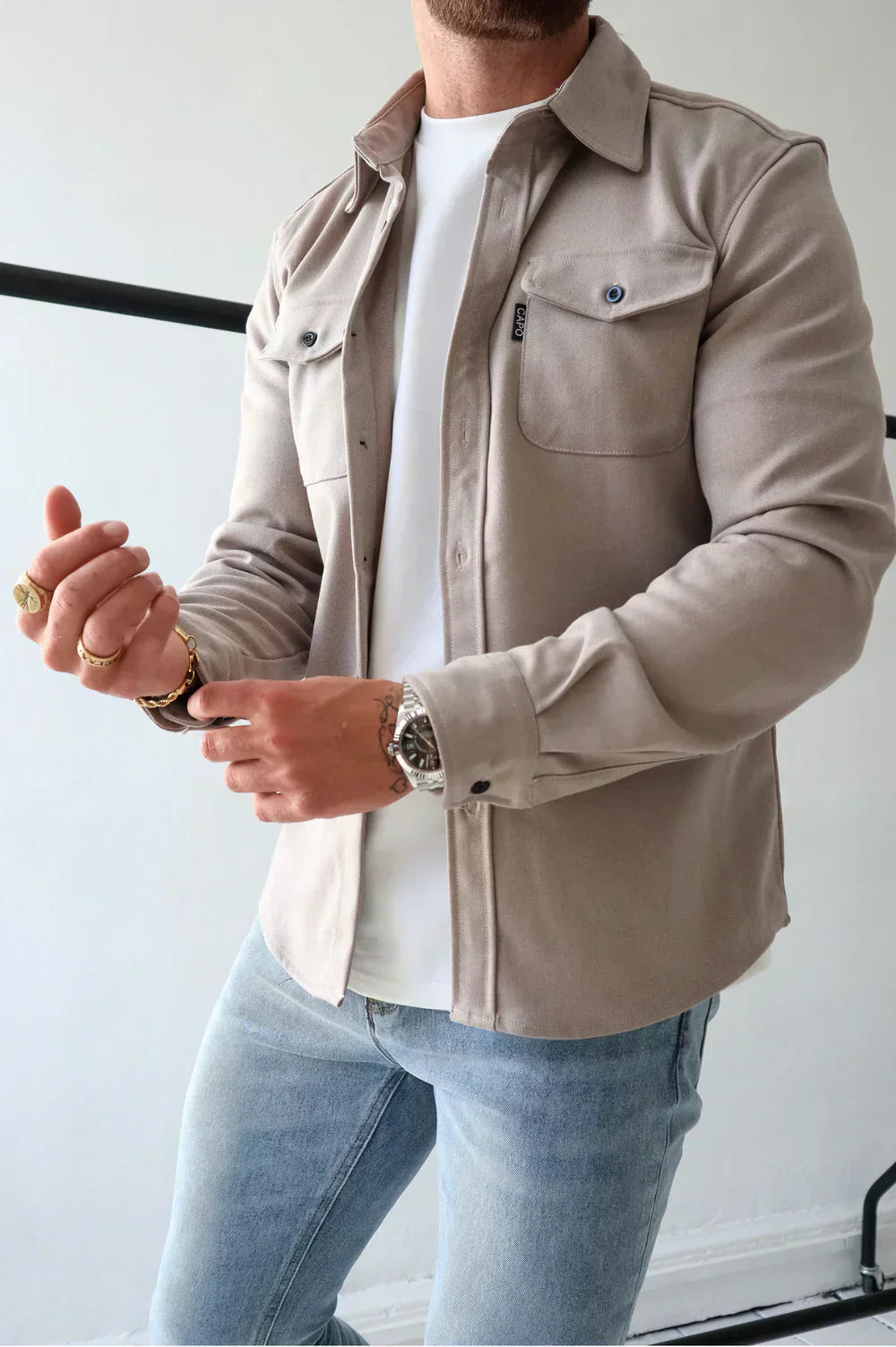 Edward | Men Spring Button Front Shirt Jacket