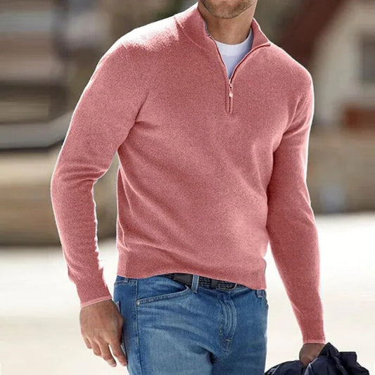 Men's Wool Zip Sweater - Fashinoza