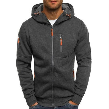 Cozy Men's Hooded Long-Sleeve Pullover: Relaxed Fit, Drawstring, Solid Colors