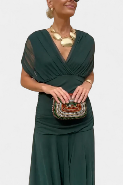 Off-Shoulder Draped Maxi Dress