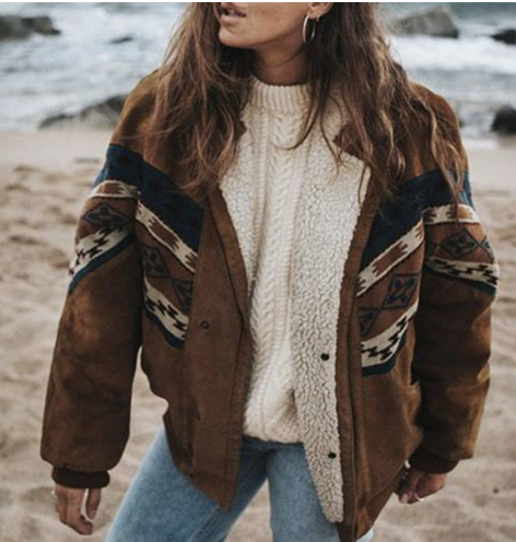Women's Boho Winter Jacket Cozy Outerwear - Fashinoza