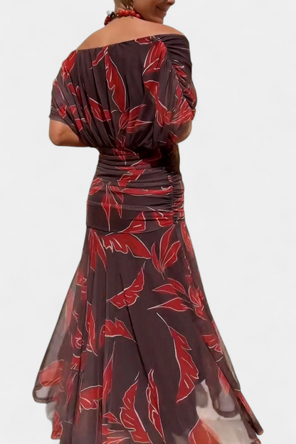 Off-Shoulder Draped Maxi Dress