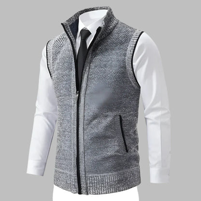 Men's Knit Vest Full-Zip Sweater