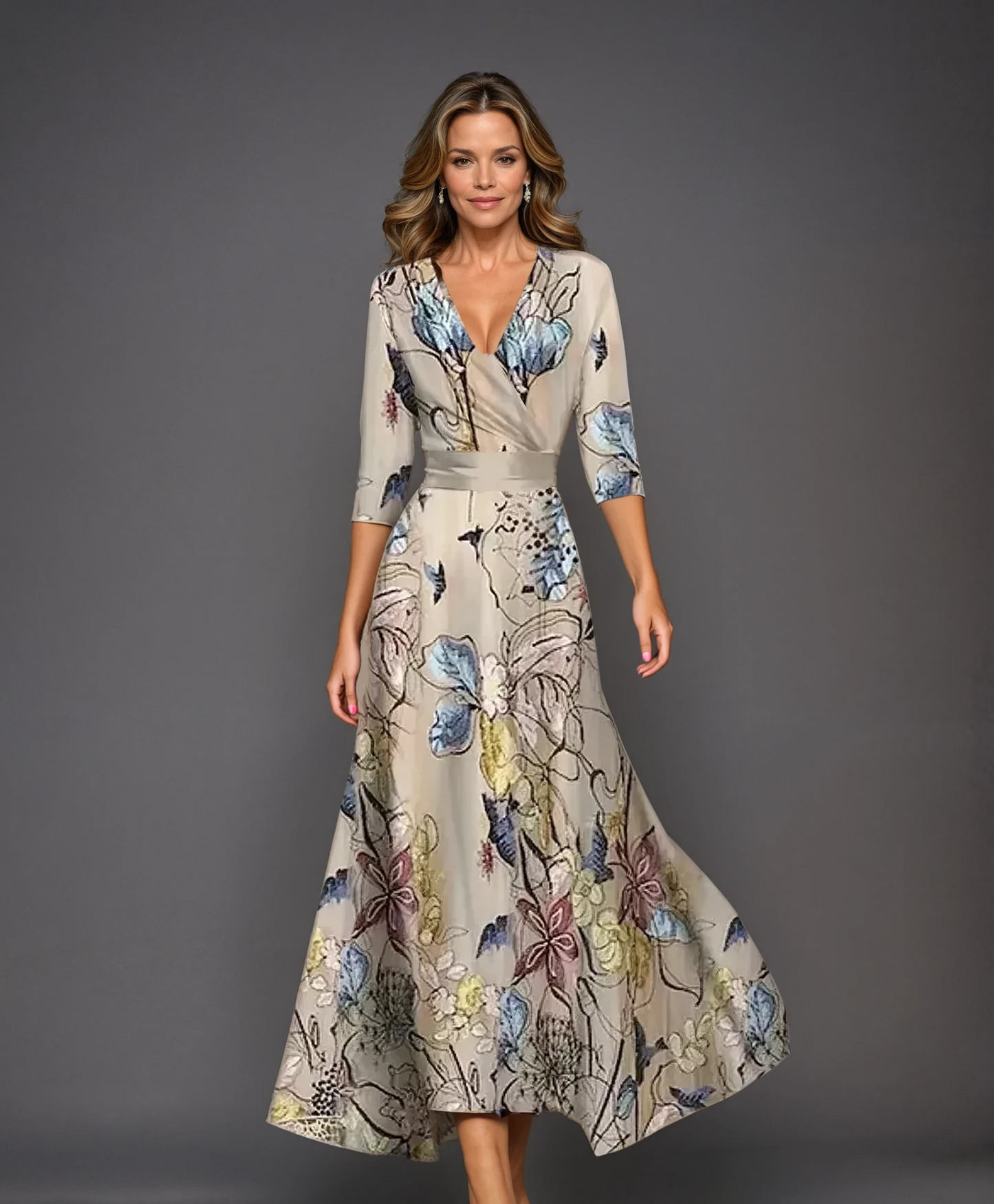 Floral Wrap Midi Dress