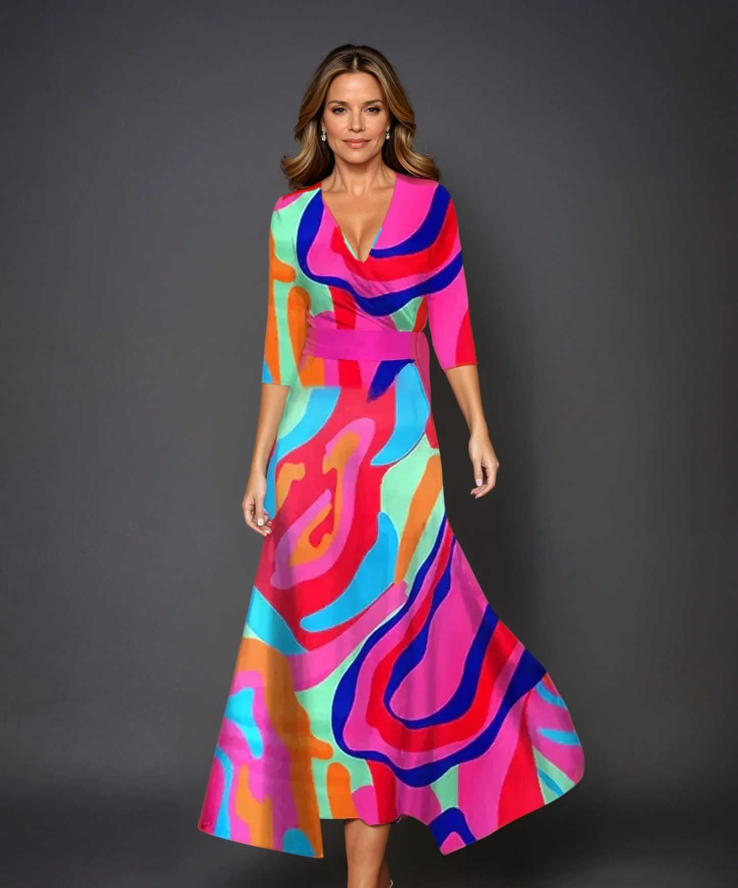 Floral Wrap Midi Dress