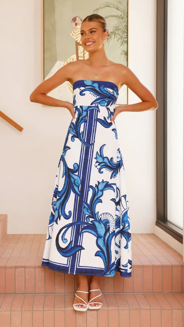 Women's Printed Wedding Guest Dress - Fashinoza
