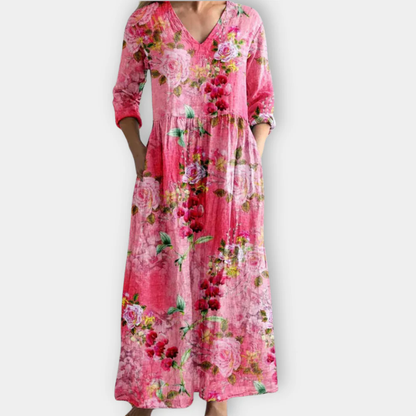 Women's Floral Print V-Neck Dress