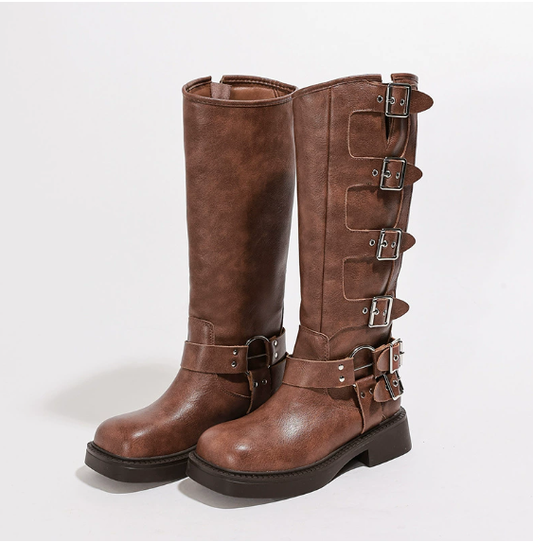Women's Phoenix Boots Brown Leather - Fashinoza