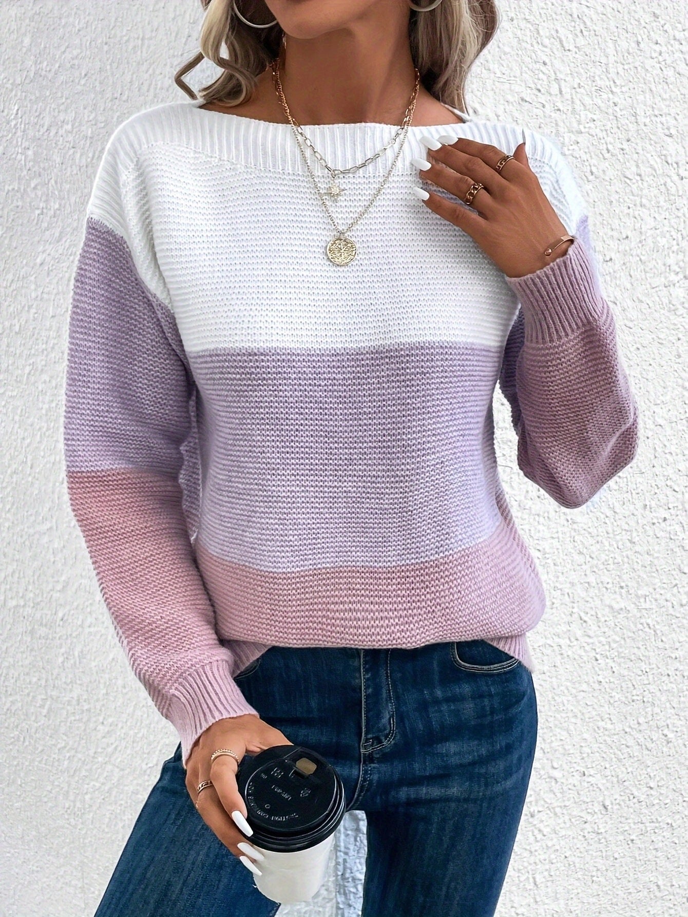 Women's Long Sleeve Sweater Round Neckline