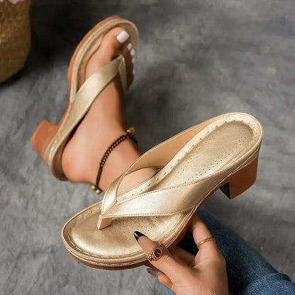 Ruby | Women Elegant Low Heel Flip Flop Sandals