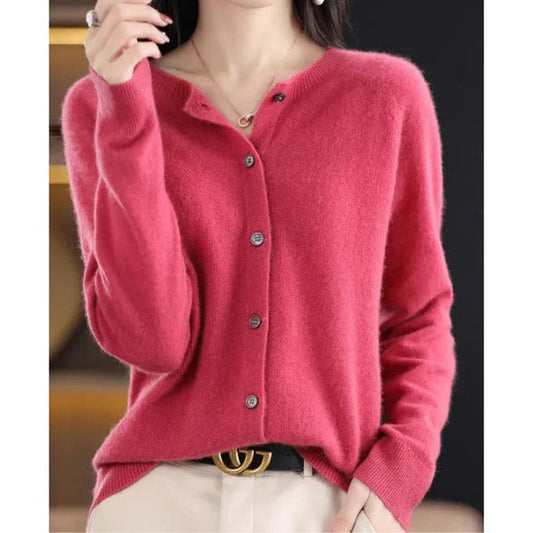 Women's V-Neck Cardigan Sweater Long-Sleeve Cozy - Fashinoza