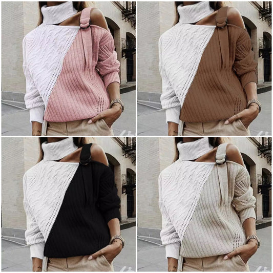 Women's Turtleneck Short Sweater - 
Fashinoza
