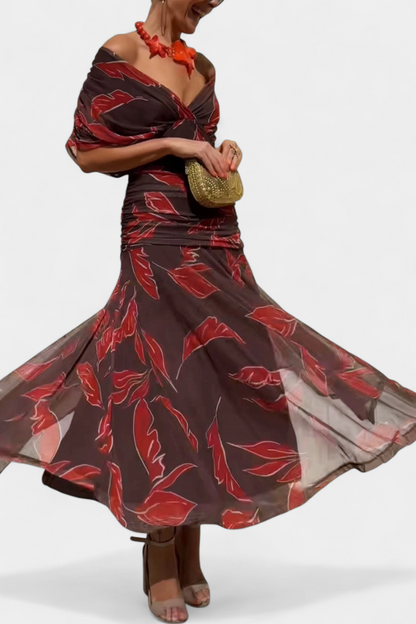 Off-Shoulder Draped Maxi Dress