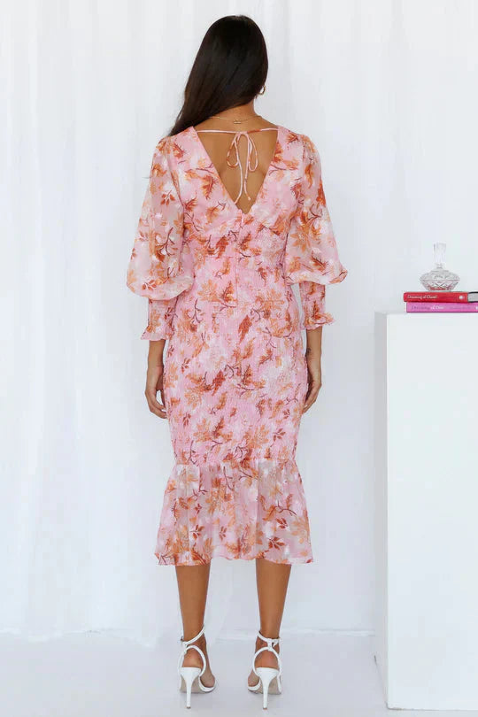 Women's Floral Evening Dress Flowy Draped