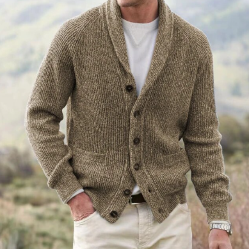Men’s Shawl Collar Knit Cardigan