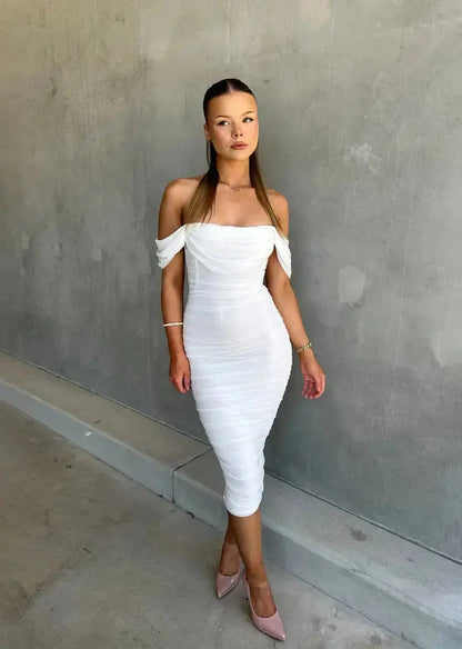 Soft Draped Spring Midi Dress